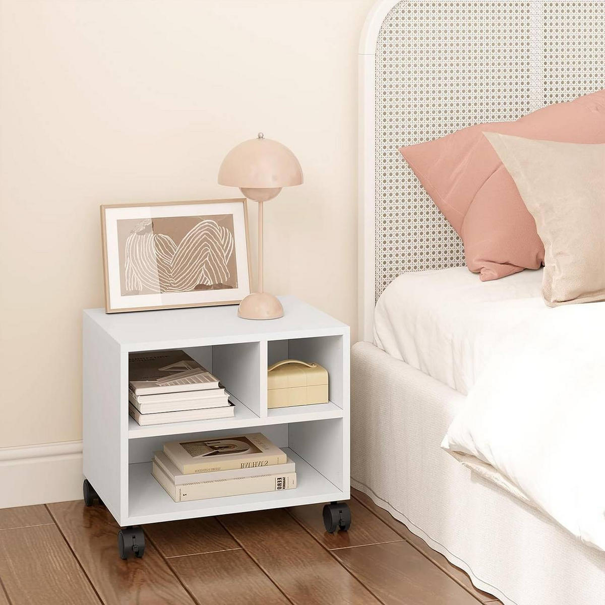 AKTENREGAL mit Rädern, 40x35x30 cm, Weiß - Weiß, Holzwerkstoff (40/35/30cm) - Woltu