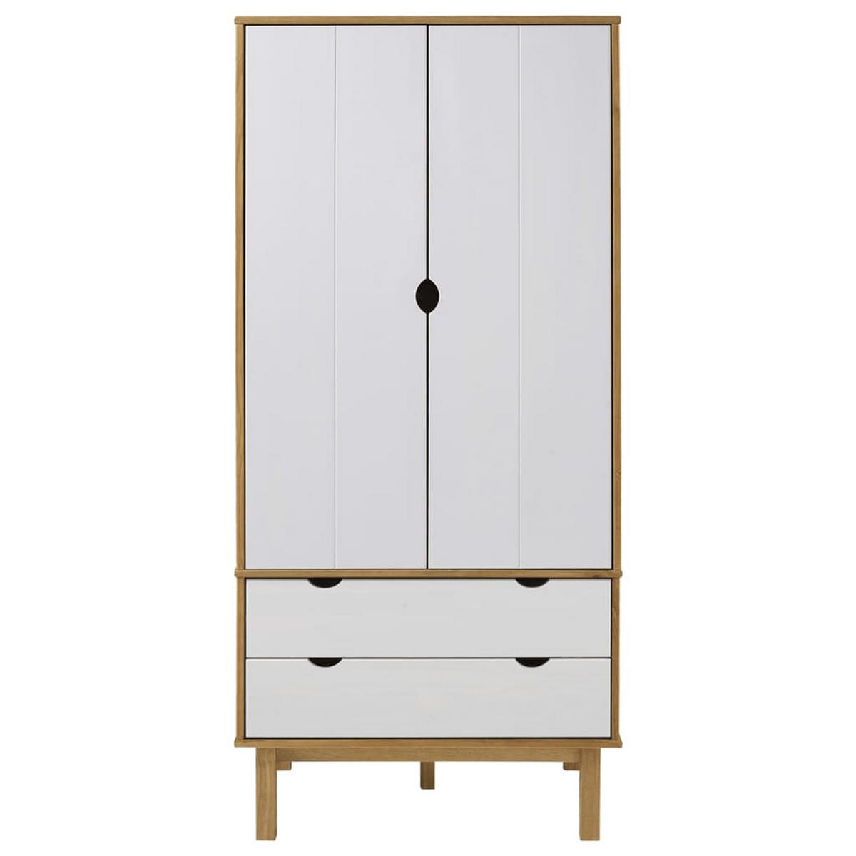 KLEIDERSCHRANK OTTA Braun&Weiß 76,5x53x172 cm Massivholz Kiefer - Weiß, Holz (76.5/172/53cm) - furnicato