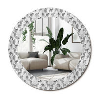 SPIEGEL Rund Ø 60 cm mit Aufdruck - Schwarz, Glas (60/60/0.4cm) - Wallfluent