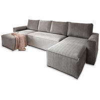 ROHOVÁ SEDAČKA ASPRA světle šedá - šedá/světle šedá, dřevo/textil (295/140cm) - MASSENO