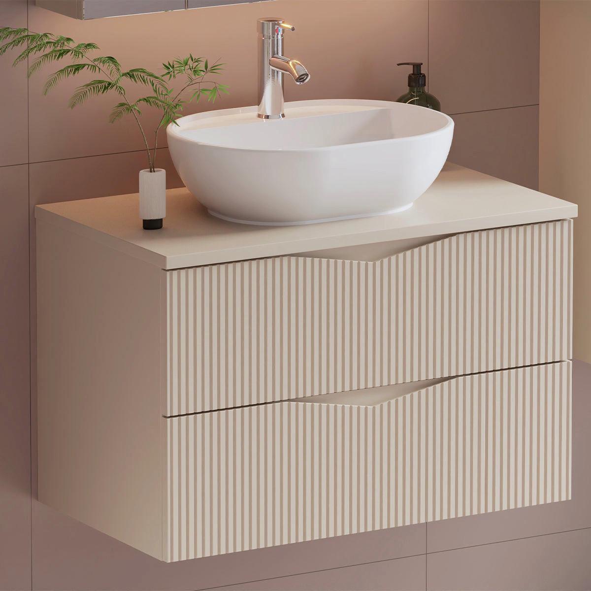 WASCHTISCHUNTERSCHRANK 80.6cm Tao Kaschmir - Beige, Holzwerkstoff (80.6/52.2/46.5cm) - Petits-meubles