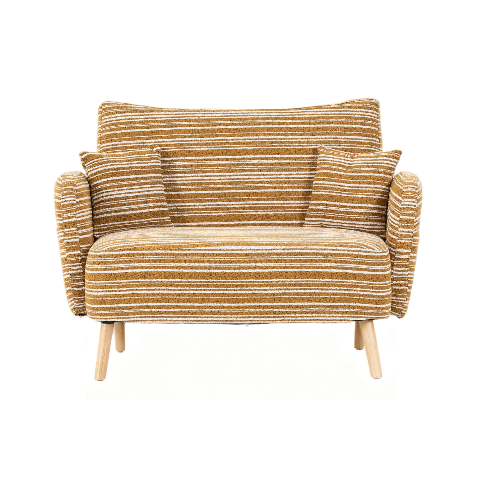 2-SITZER-SOFA aus Bouclé 121x81,5x87 cm in Senfgelb mit Seitentaschen - Gelb, Textil (81.5/87/121cm) - Modfu