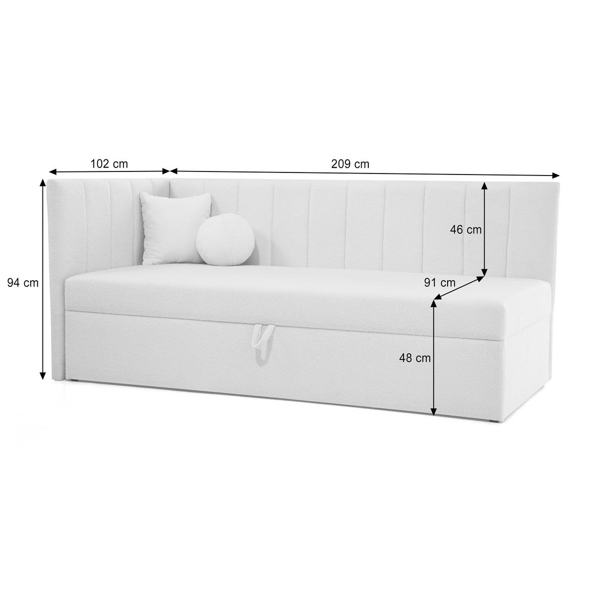 SCHLAFSOFA Rafi, Eckbett mit Bettkasten, 90x200 cm, Dunkelbeige - Ecru, Textil (209/94/102cm) - Beautysofa