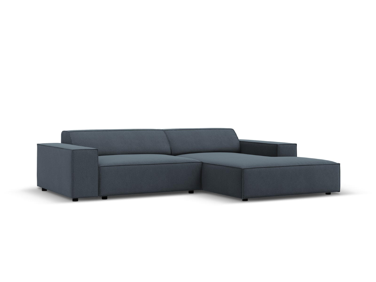 MODULARES-ECKSOFA rechts Jodie aus strukturiertem Stoff blau 3 Sitzplätze - Blau, Textil (166/224cm) - Micadoni