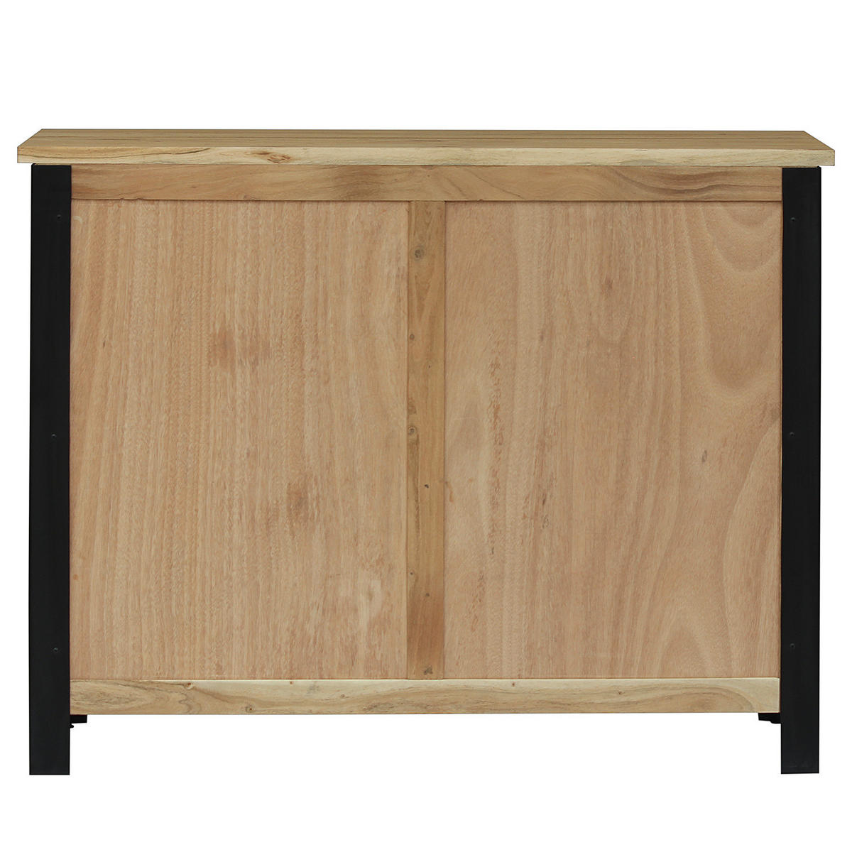 MASSIVE SCHUHKOMMODE - Akazie massiv - Akazie / Schwarz - Schwarz/Akaziefarben, Holz/Metall (115/90/40cm) - home24