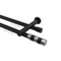 INNENLAUF-GARDINENSTANGEN-SET Platon Mavell 420 cm (geteilt in 3 x 140 cm), 2-läufig, 20 mm Ø Schwarz - Chromfarben/Schwarz, Metall (420cm) - INTERDECO