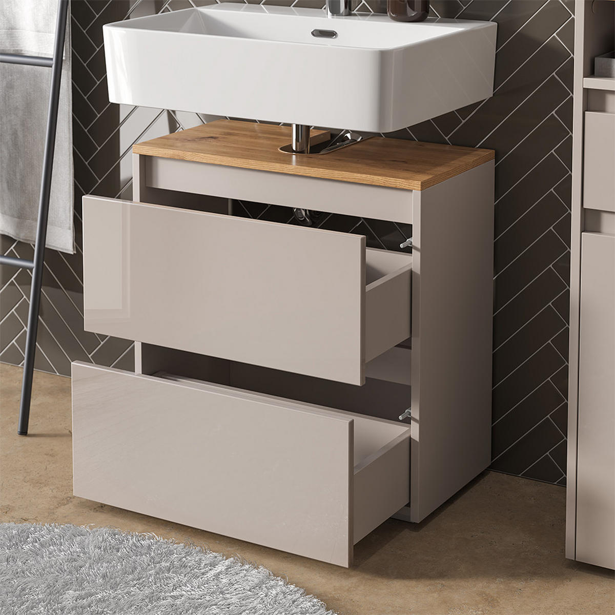 BADMÖBEL-SET Majest Cashmere 3 Teile - Kaschmir, Holzwerkstoff (60.1/62/30.1cm) - Vicco