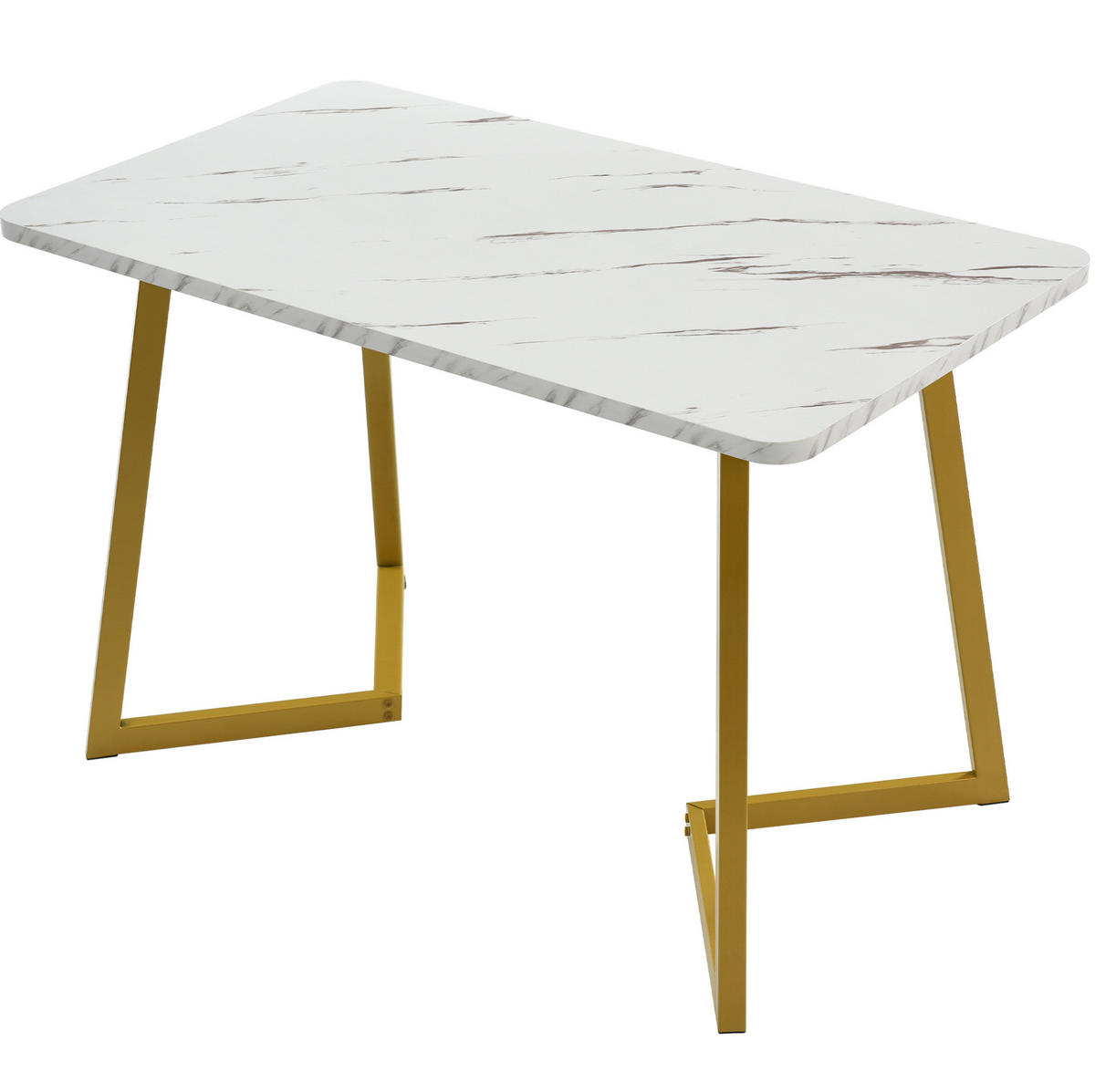 ESSTISCH mit Metallgestell 117/68/75 cm in Marmoroptik Weiß/Gold - Weiß, Holzwerkstoff (117/68/75cm) - BEAOK