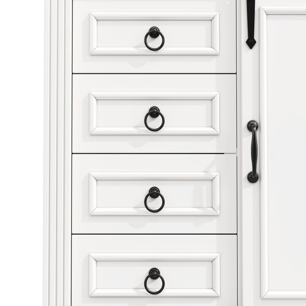 BUFFET mit Kippsicherung, Soft-Close und Seitenablage, Weiß, Mittelgroß - Weiß, Holzwerkstoff/Metall (80/180/39.8cm) - EVRYAE