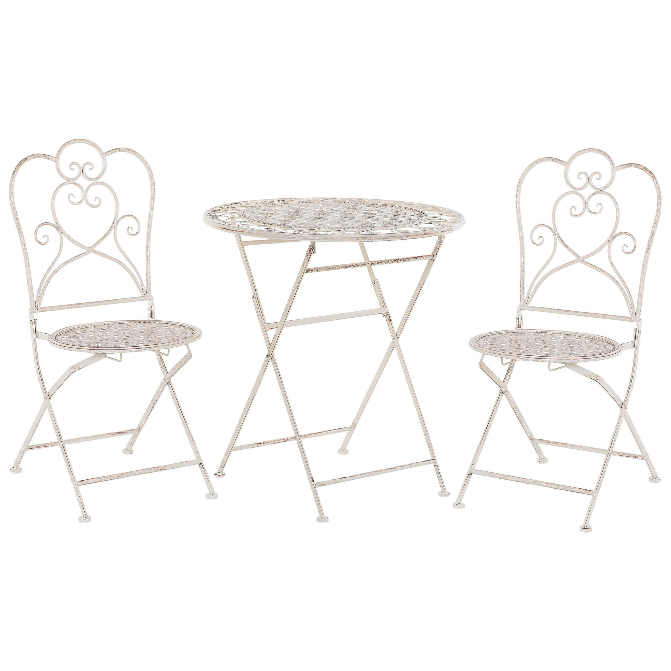 BALKONSET 2-Sitzer Klapptisch Metall beige Trieste - Beige, Metall - Beliani