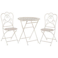 BALKONSET 2-Sitzer Klapptisch Metall beige Trieste - Beige, Metall - Beliani