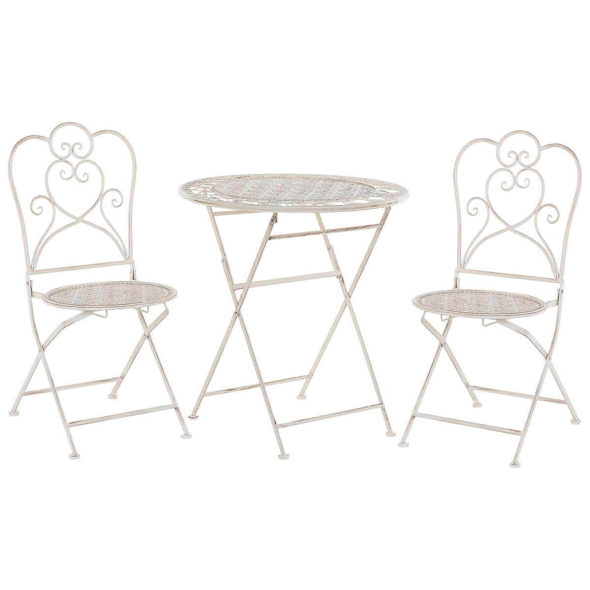 BALKONSET 2-Sitzer Klapptisch Metall beige Trieste - Beige, Metall - Beliani