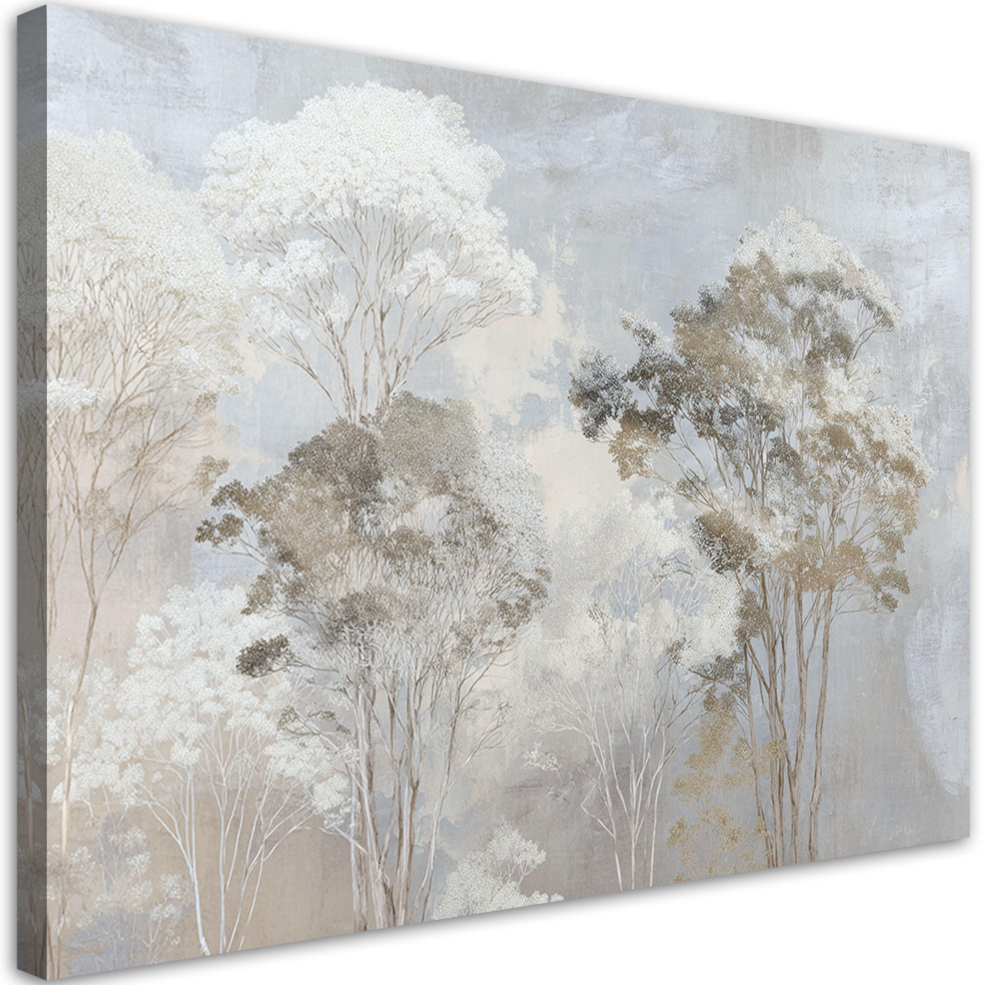 LEINWANDBILDER, Eine Waldlandschaft in zarten Pastellfarben - Grau, Textil (120/80cm) - Feeby