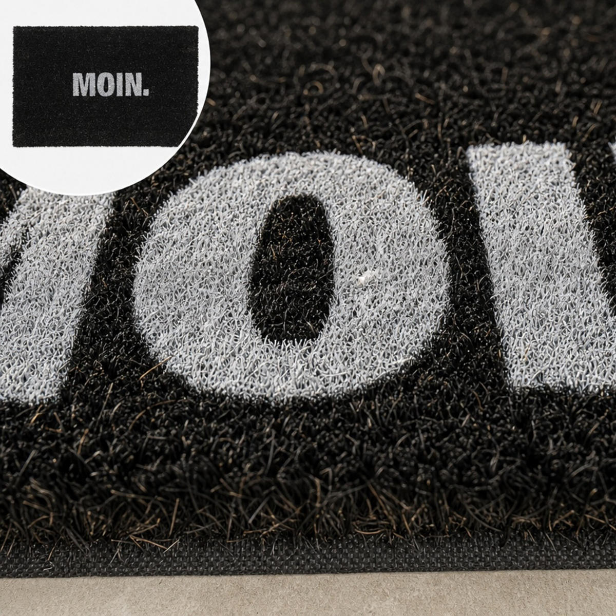 ROHOŽKA Černá kokos nápis Moin - černá, textil/plast (60/40cm) - Relaxdays