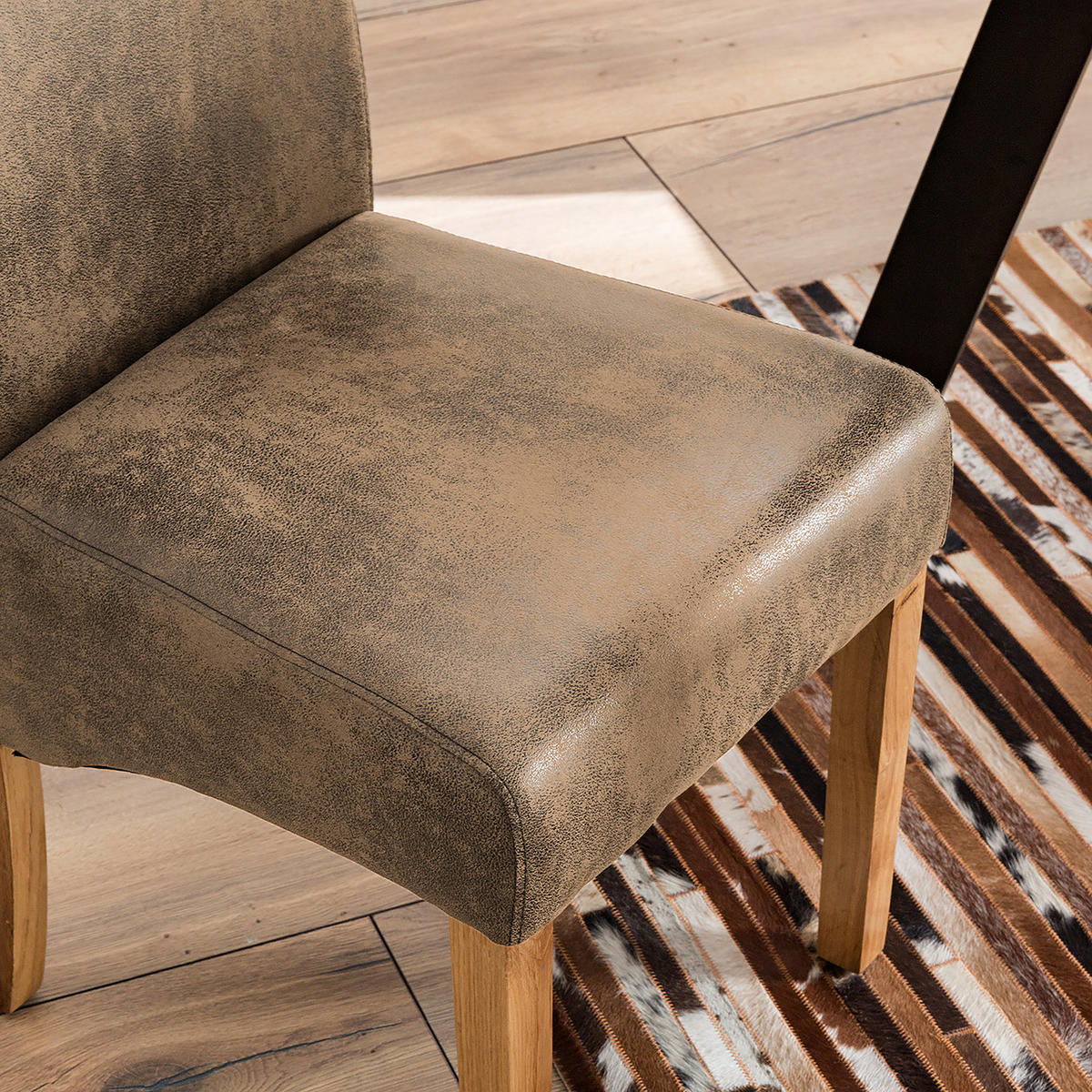 POLSTERSTUHL - Braun - Microfaser - Eiche - 47 x 108 x 64 cm - Braun, Holz/Textil (47/108/64cm) - home24