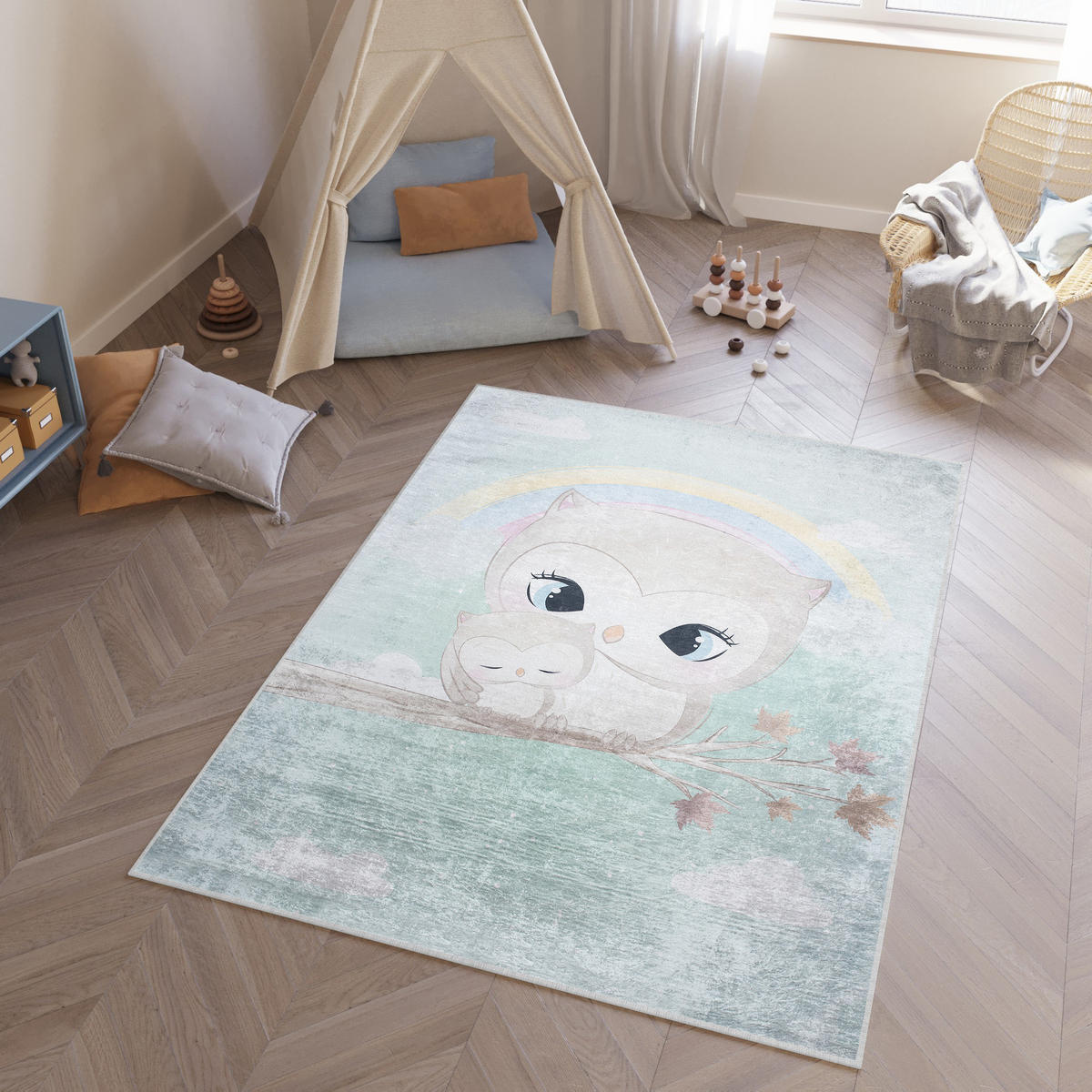 TEPPICH EMMA Mint 120/170 cm - Mintgrün, Kunststoff (120/170cm) - Tapiso