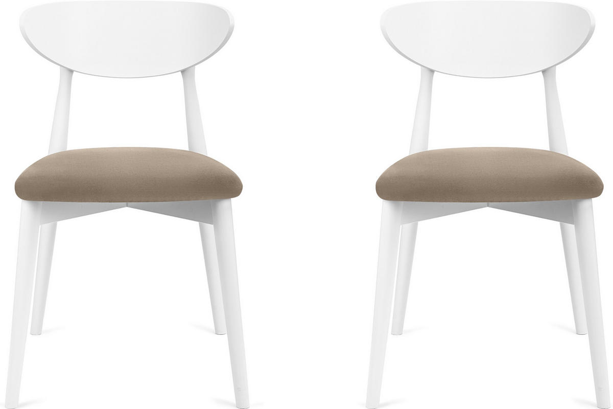 ESSZIMMERSTÜHLE RABI (2er-Set), beige / weiß - Beige/Weiß, Holz/Buchenholz (47/79/45cm) - KONSIMO®
