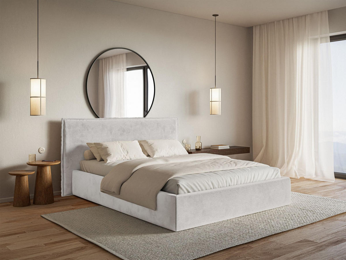 POLSTERBETT Softie Hellgrau Velours 180x200 - Hellgrau, Textil (180/200cm) - Selsey