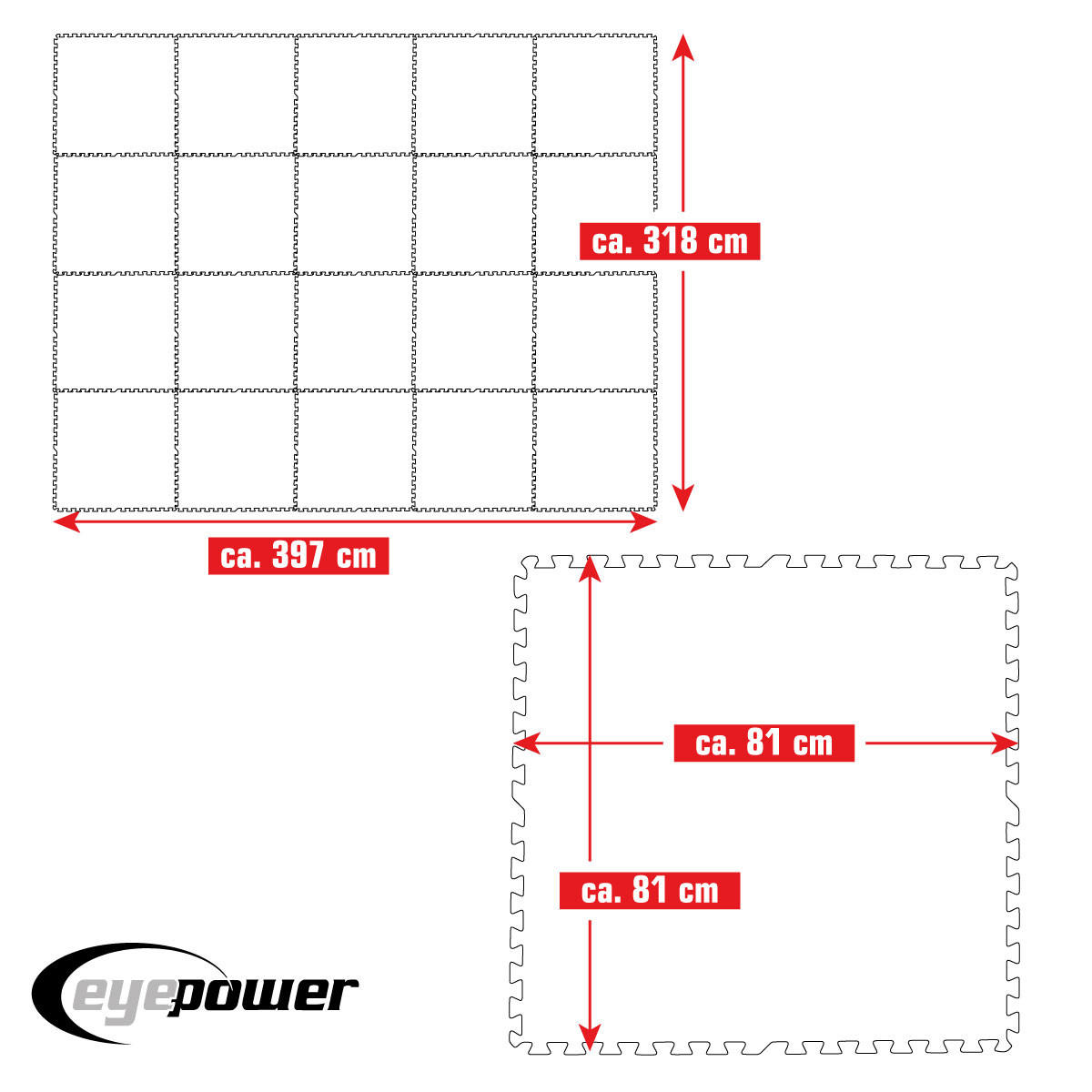 POOLMATTEN 12,6m² 20 EVA Matten 81 cm Blau - Blau, Kunststoff (81/81cm) - eyepower