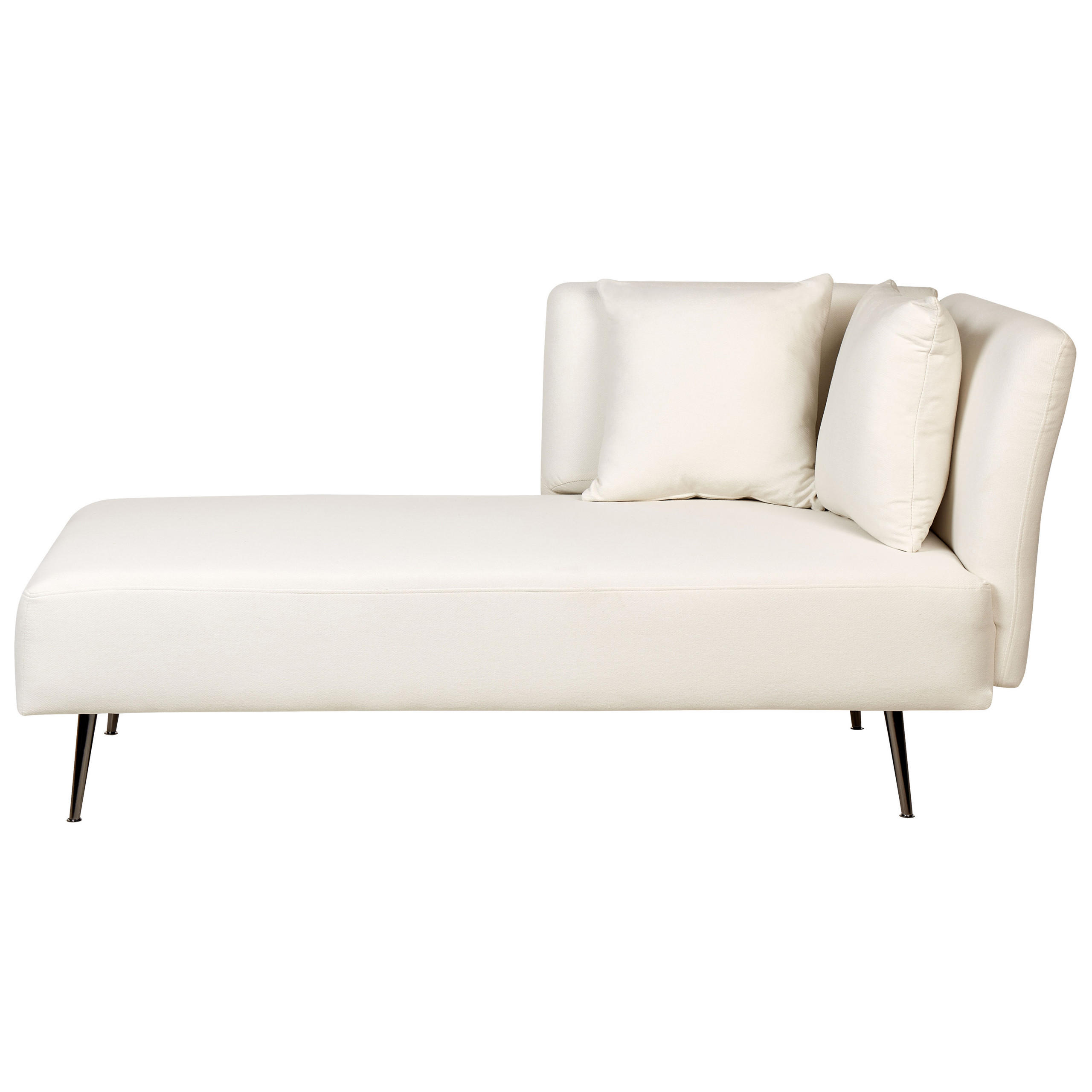 CHAISELONGUE cremeweiß rechtsseitig Riom - Schwarz/Weiß, Textil (156/75/77cm) - Beliani