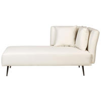 CHAISELONGUE cremeweiß rechtsseitig Riom - Schwarz/Weiß, Textil (156/75/77cm) - Beliani