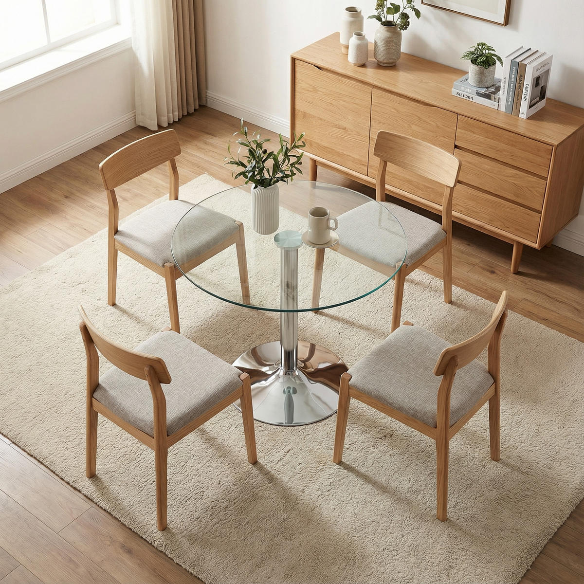 ESSTISCH Ø 85 cm Runder in Glas & Silber - Chromfarben, Glas (85/85/76cm) - Urban Meuble