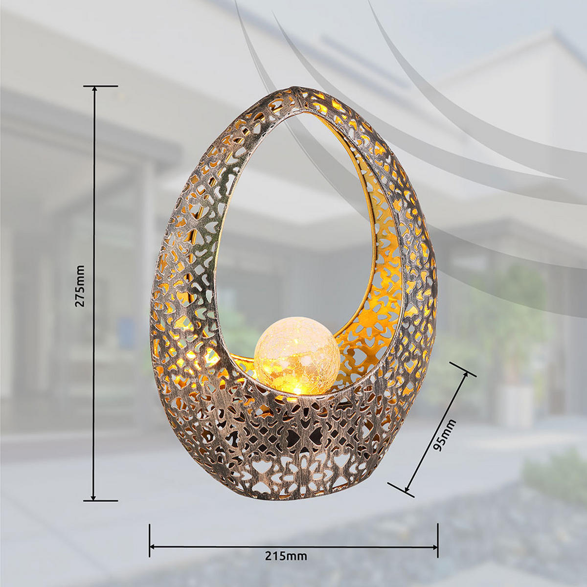 LED AUSSENLEUCHTE Bronze gemustert 2er Set - Bronzefarben, Glas (21.5/9.5/27.5cm) - Globo Lighting