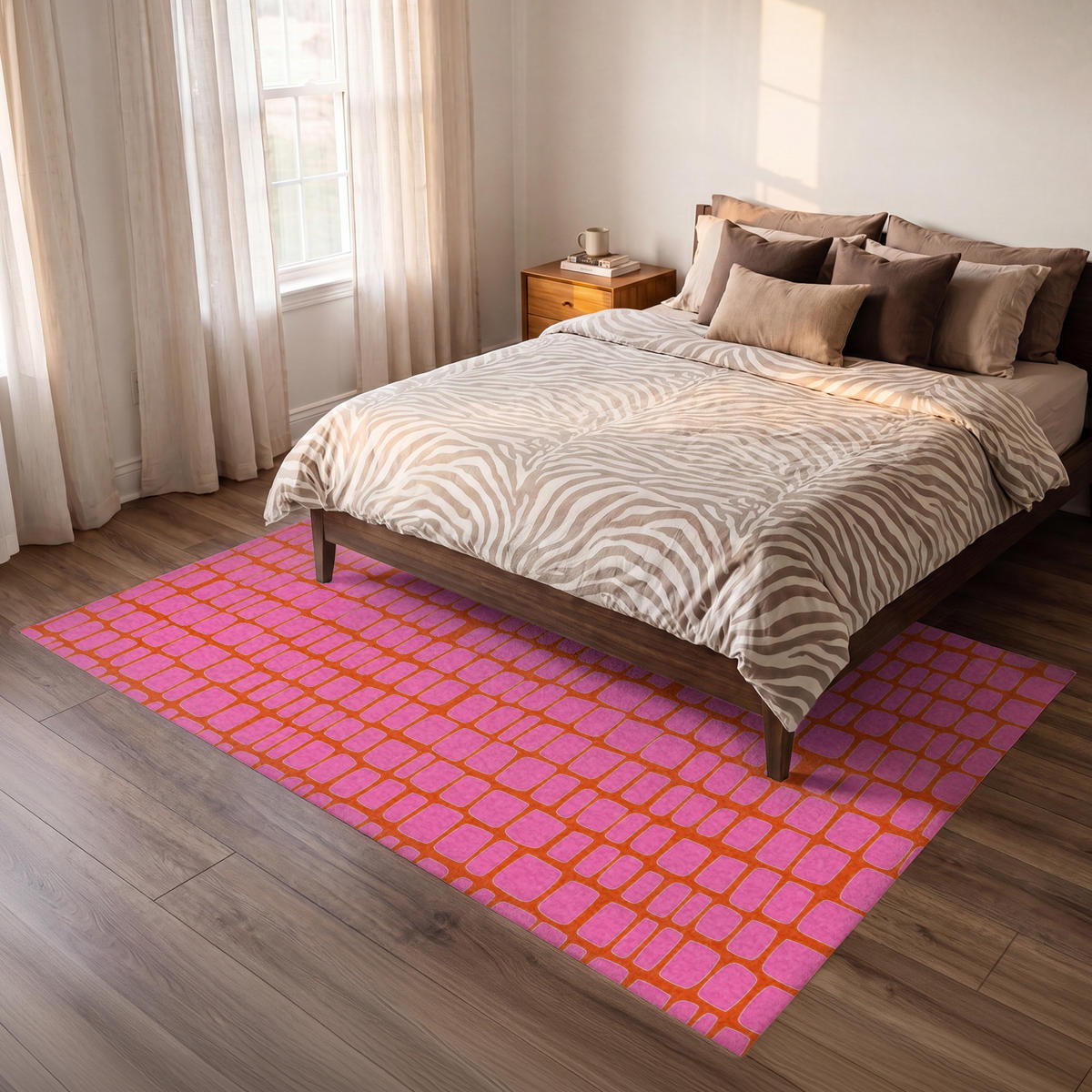 KOBERCE - Organic - Mriežka - Ružová - 230x150 cm - pink, textil/plast (230/0.4cm) - OnlyWow