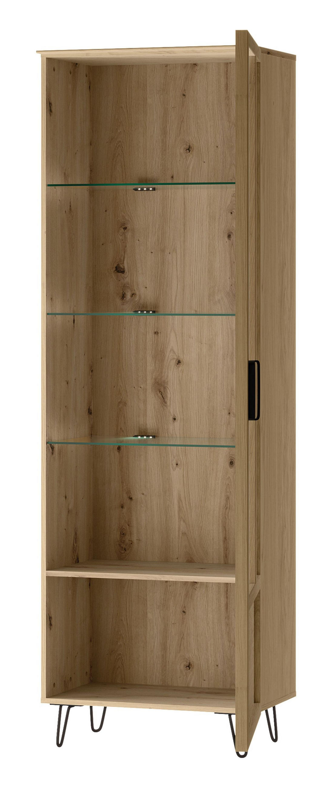 STANDVITRINE Limbo Eiche Artisan 65 / 42 / 200cm - Eiche Artisan/Braun, Holz/Metall (65/200/42cm) - Feldmann-Wohnen