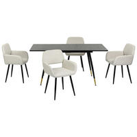 ESSZIMMER SET mit ausziehbarem Tisch und 4 bequemen Stühlen - Beige/Schwarz, Holzwerkstoff/Metall (80/75/160cm) - Urban Meuble