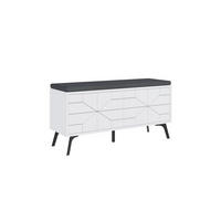 SCHUHSCHRANK 4 Türen - Dune bench - 107/35/55 cm - Weiß, Holzwerkstoff (35/55/120.6cm) - Calicosy