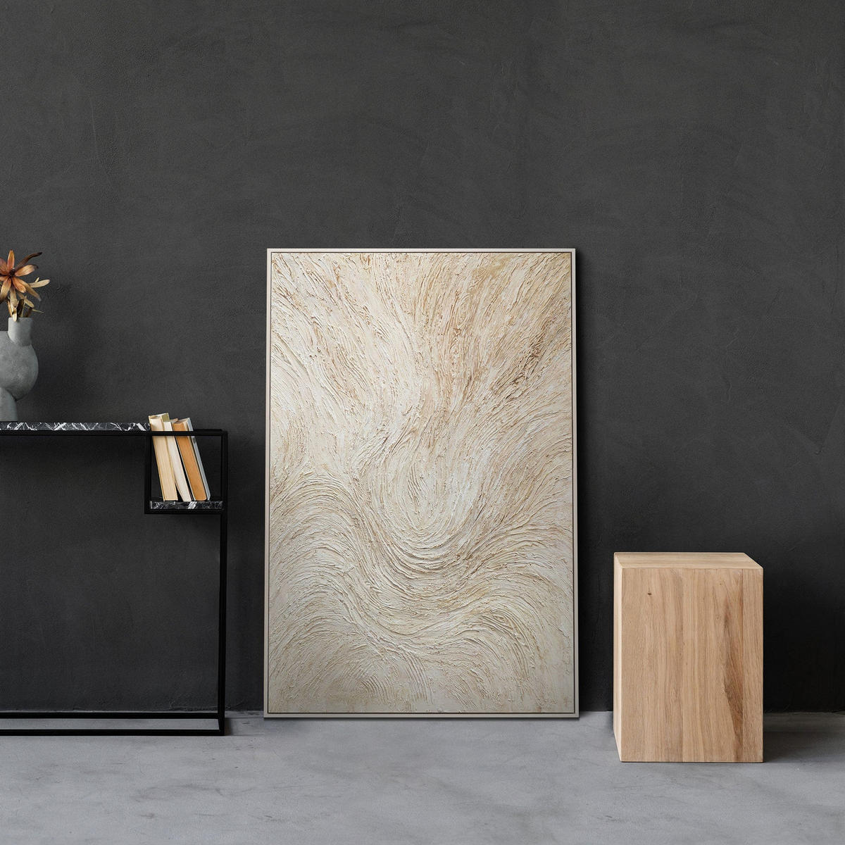 GEMÄLDE Baumstrom Schattenfugenrahmen Beige 140x100 cm - Beige, Holz (140/100cm) - YS-art gallery