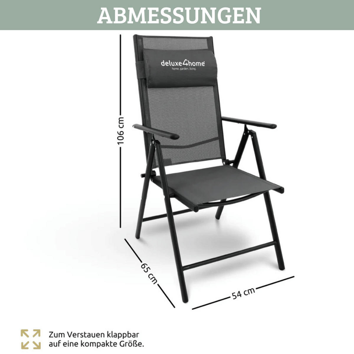 GARTENSTUHL Hochlehner Verstellbar 4er Set VOGT Anthrazit - Anthrazit, Metall (108/106/65cm) - DELUKE