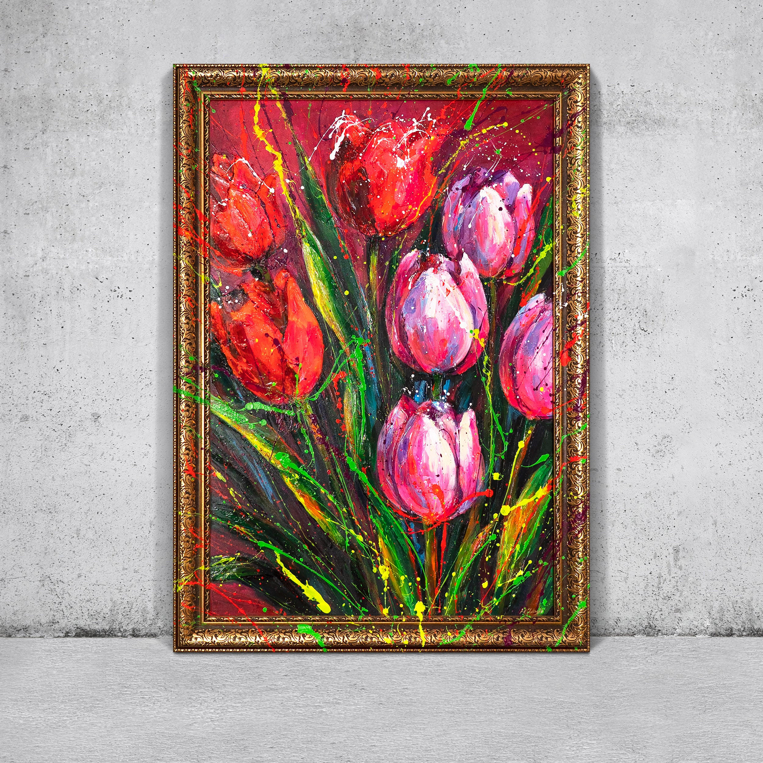 GEMÄLDE Noten des Frühlings Schattenfugenrahmen Gold 140x100 cm - Goldfarben, Holz (140/100cm) - YS-art gallery