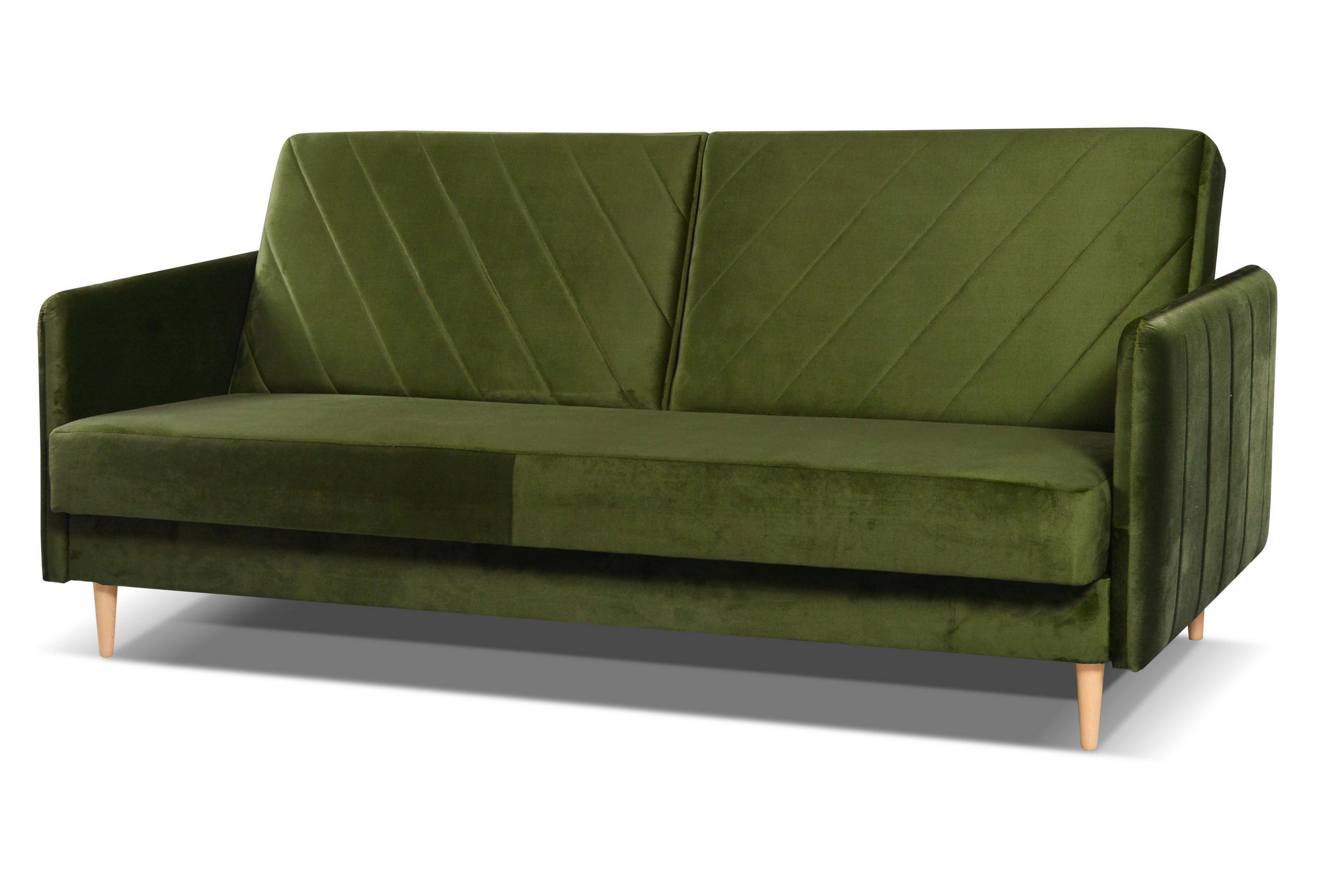 SCHLAFSOFA Vesto Olive Velours - Bettkasten - 207x93 cm - Olivgrün, Holz/Holzwerkstoff (207/93/93cm) - Ravio