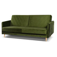 SCHLAFSOFA Vesto Olive Velours - Bettkasten - 207x93 cm - Olivgrün, Holz/Holzwerkstoff (207/93/93cm) - Ravio