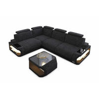 ECKSOFA Siena Schwarzgrau Schwarz Strukturstoff - Schwarz, Kunststoff (272/272cm)