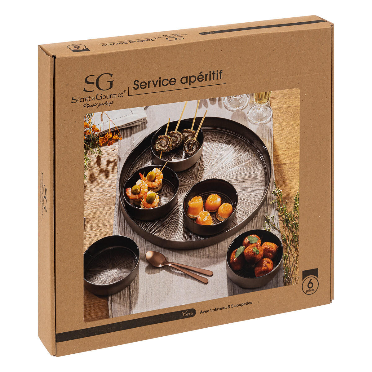 SERVIERGESCHIRR mit Tablett Astra Schwarz 34/34/5 cm - Schwarz, Glas (34/5/34cm) - Secret de Gourmet