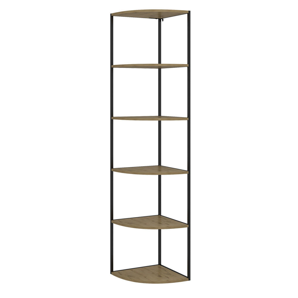WANDREGAL Fyrk Eiche 40 x 180 cm 5 Ebenen - Eichefarben/Schwarz, Holzwerkstoff (40/180/40cm) - Vicco