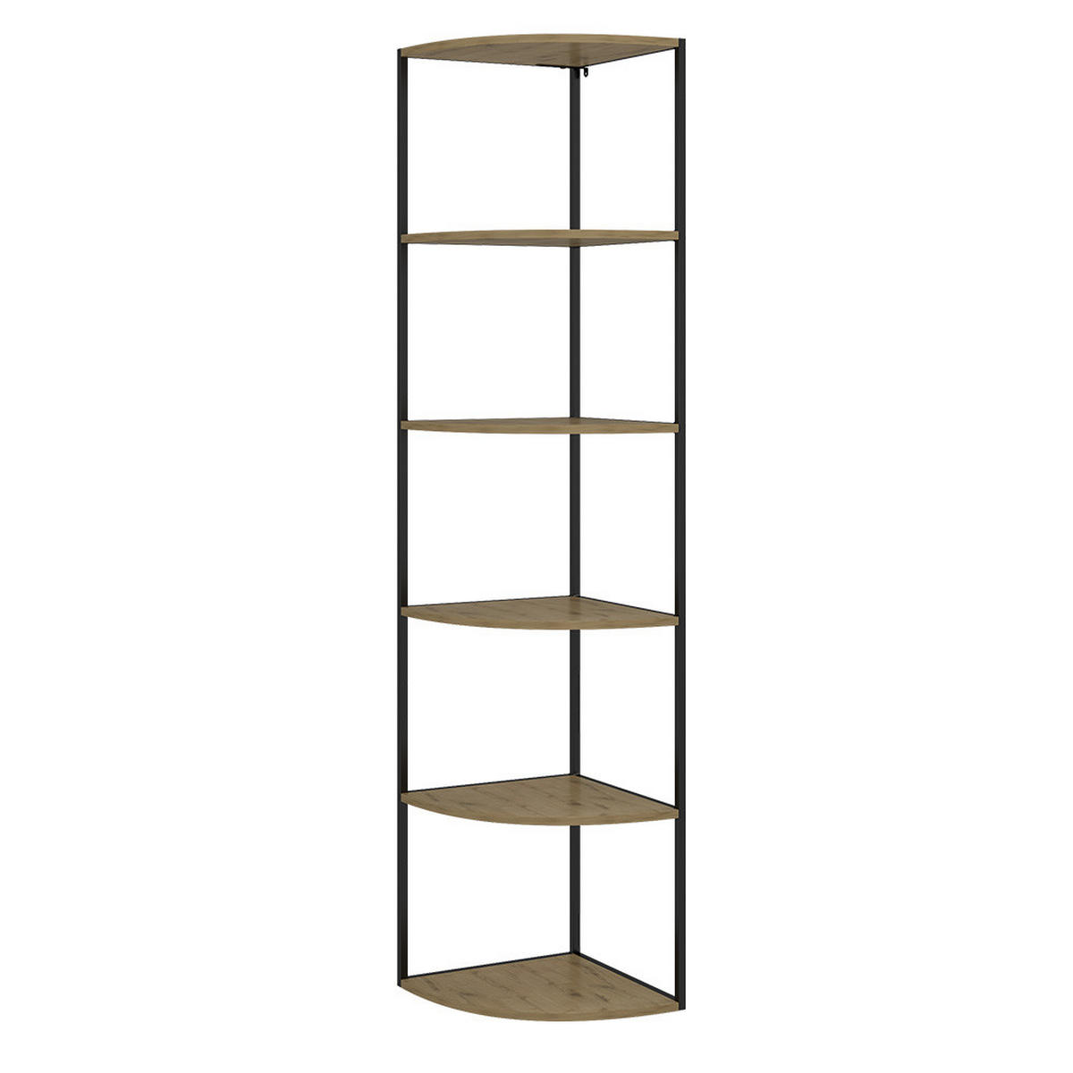WANDREGAL Fyrk Eiche 40 x 180 cm 5 Ebenen - Eichefarben/Schwarz, Holzwerkstoff (40/180/40cm) - Vicco