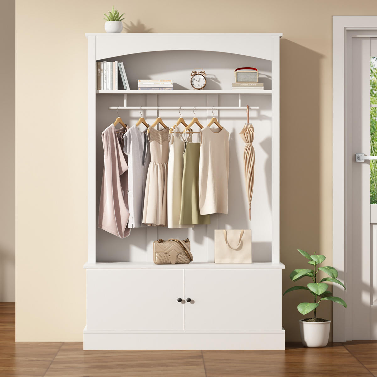 GARDEROBE Weiß Schuhbank Schuhschrank verstellbare Regale Flur - Weiß, Holzwerkstoff (120/190/40cm) - FLIEKS