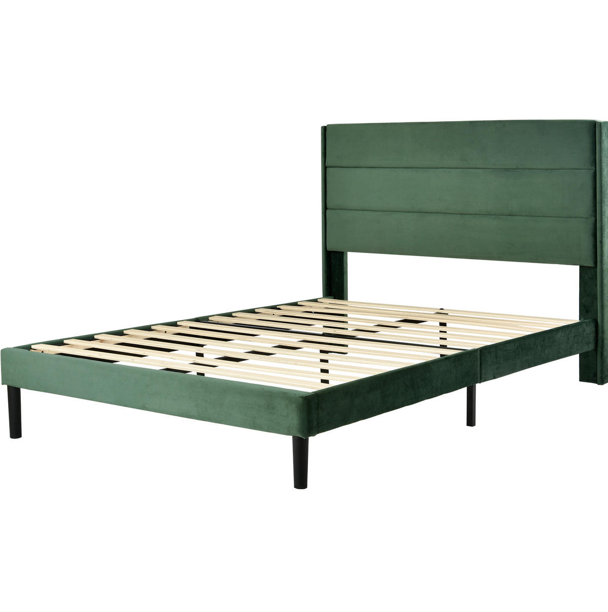 BETT mit Lattenrost 140x200 cm Samt Dunkelgrün - Grün, Holz (140/200cm) - Meubliv