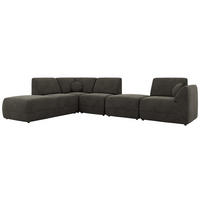 ECKSOFA NOARA 6M L Dunkelgrau Velvet - Links - Dunkelgrau/Schwarz, Kunststoff/Textil (244/355cm) - MKS