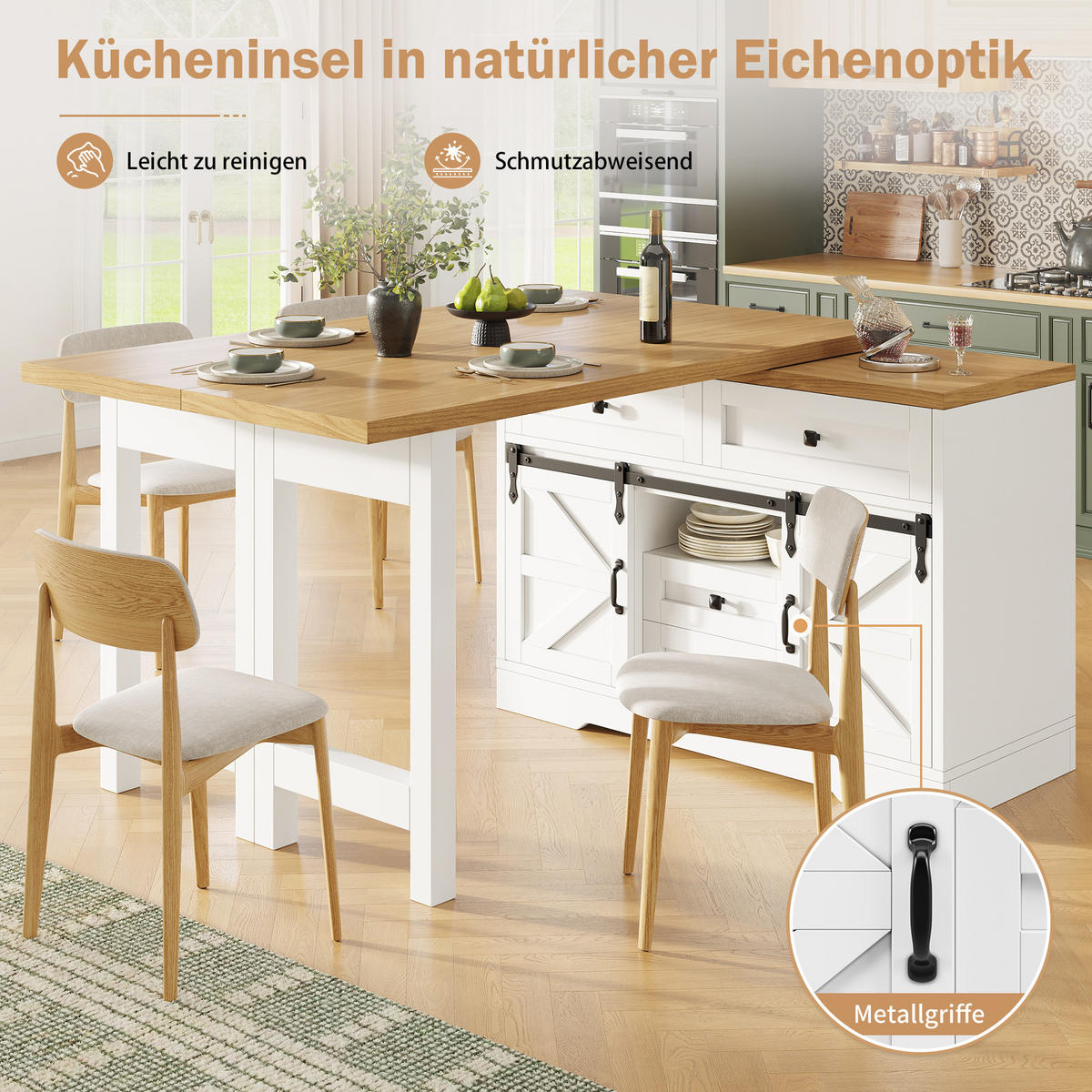 KÜCHENINSEL 360° Drehbar Stauraum Modern - Weiß, Holzwerkstoff (120/72/40cm) - FLIEKS