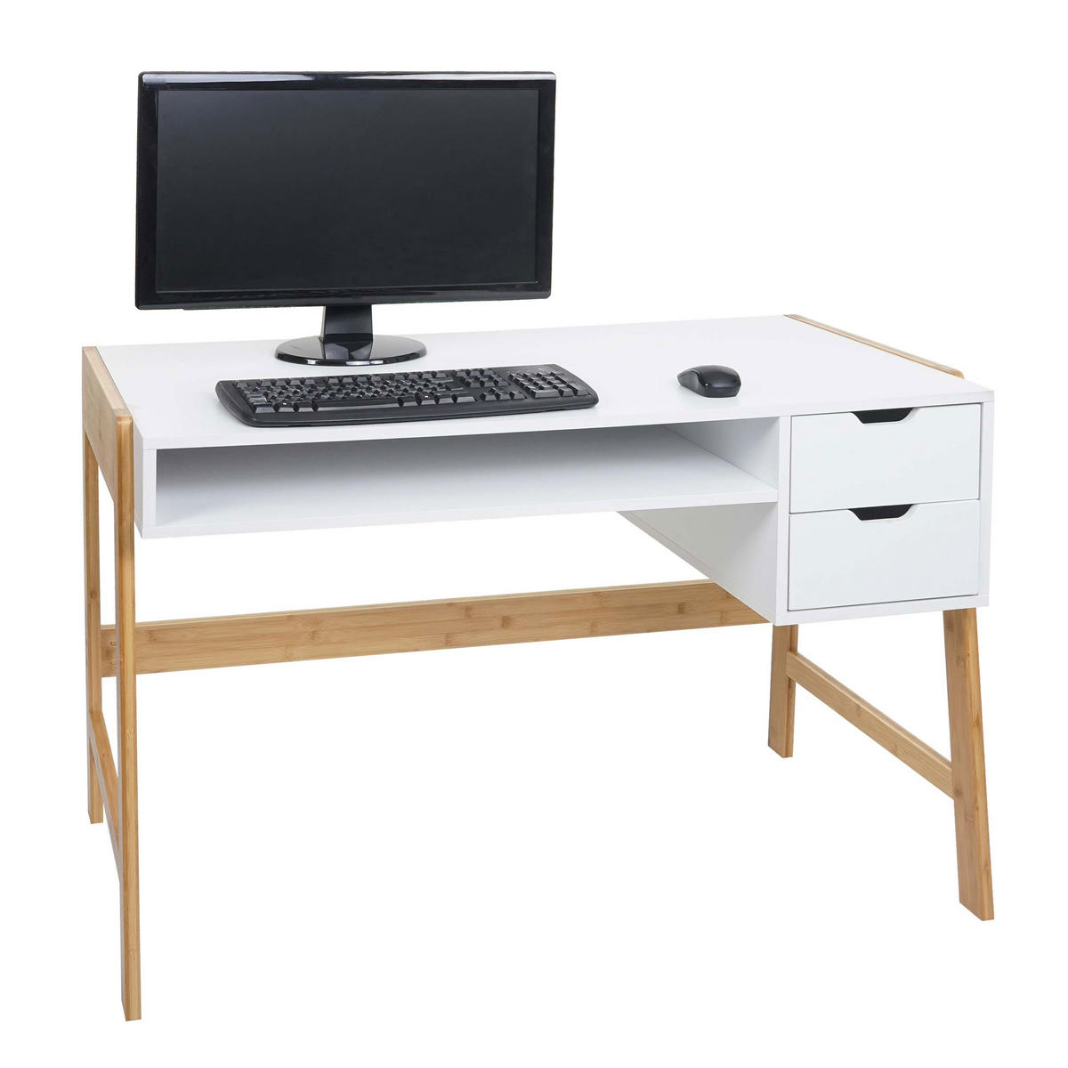 SCHREIBTISCH eckig Weiß - Weiß, Holz (58/115/76cm) - MCW