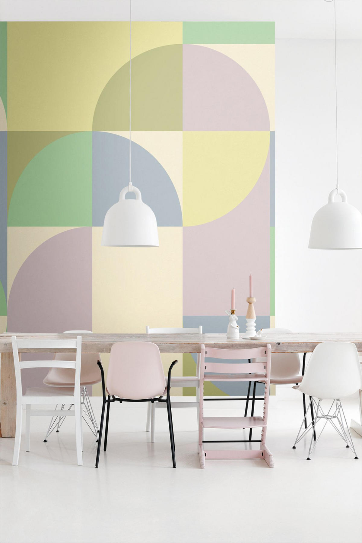 FOTOTAPETE Kreise im Bauhaus-Stil 2.5 x 2.79 m - Lila, Papier (250/279cm) - ESTAhome