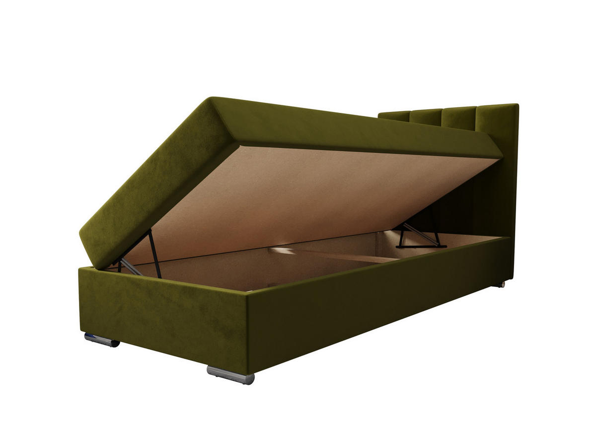 BOXBETT ZILANO 2 mit Matratze H3 und Topper 80x200 Itaka 65 - Grün, Holz/Textil (80/200cm) - Bedante