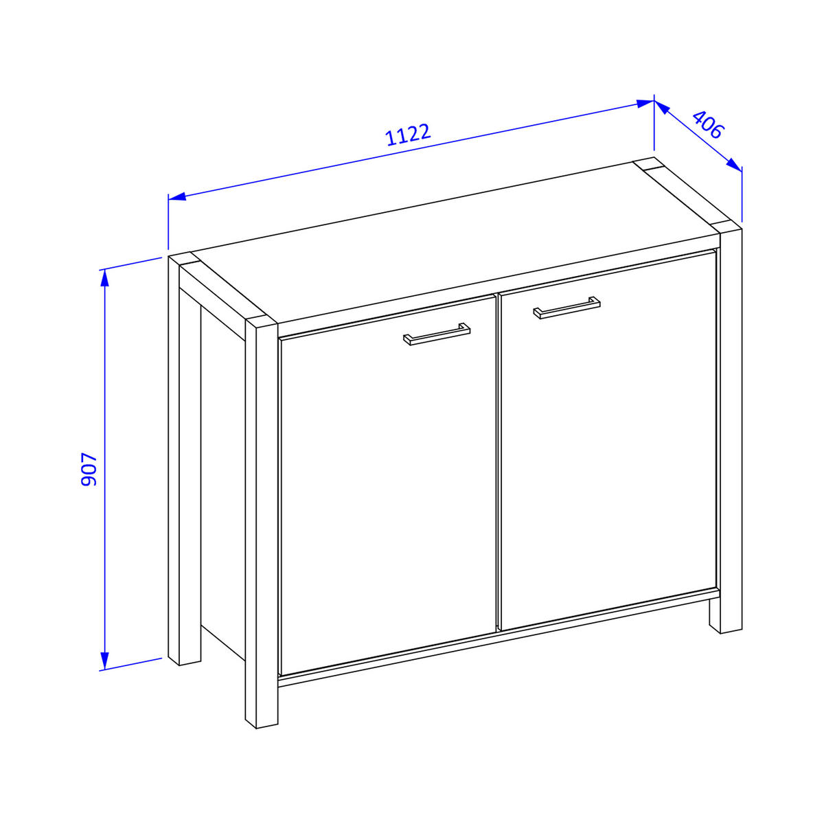 KOMMODE ATTIVO 112/91/41 cm mit 2 Türen Eichefarben - Eichefarben, Holzwerkstoff (112/91/41cm) - MASSENO