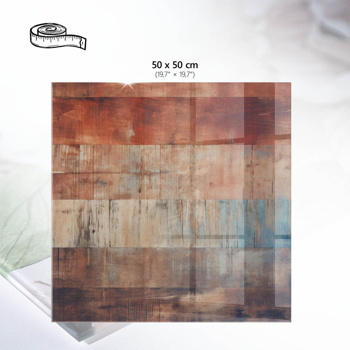 TISCHPLATTE 50x50 cm – Retro-Boards - Grau, Glas (50/50/0.4cm) - Wallfluent