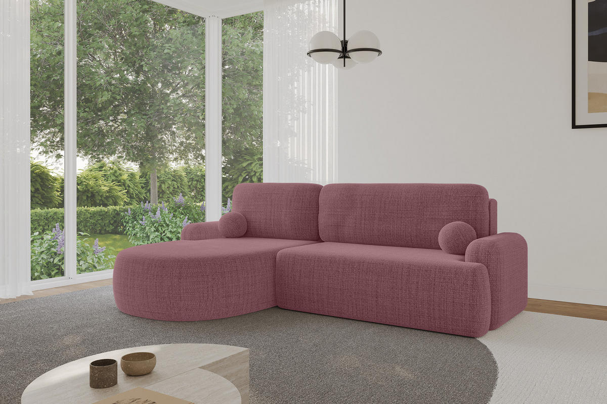 WOHNLANDSCHAFT mit Schlaffunktion und Bettkasten LIRA-L - 264x172x89 Altrosa - Altrosa, Holzwerkstoff/Textil (264/172cm) - ALTDECOR